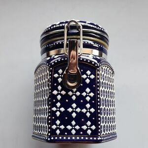 Pier 1, Navy and White Ceramic Canister.
